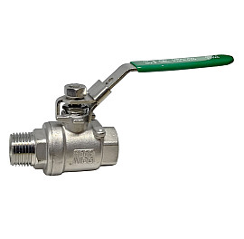 Кран шаровой муфтовый нержавеющий двухсоставной ВНР, PN25, Ду 15