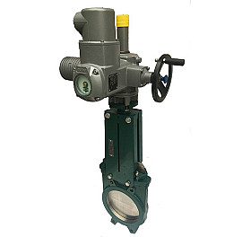 Засувка шиберная міжфланцеве чавунна однонаправлена з електроприводом, PN10, Ду50