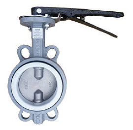 Затвор дисковый поворотный межфланцевый чугунный, диск-нж сталь 316, PTFE, PN16, Ду 50